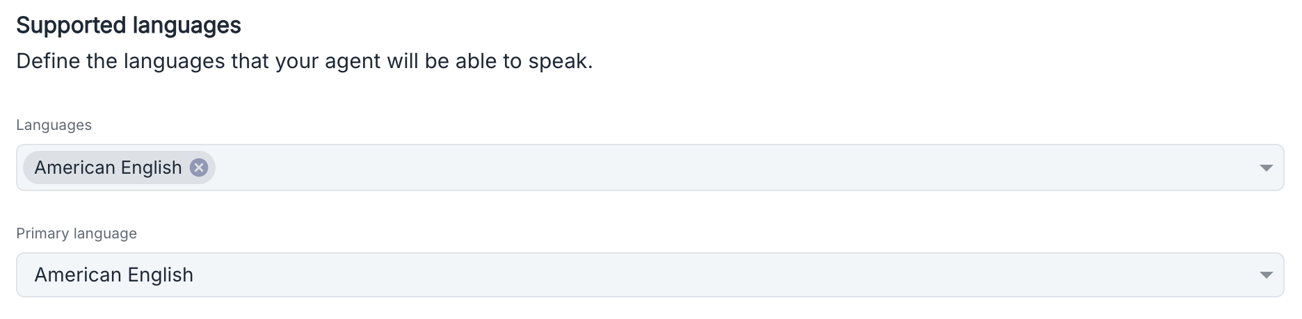 Interface du selecteur de langues