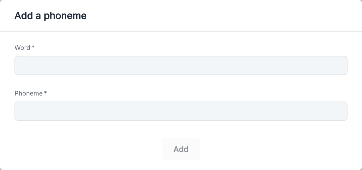 Formulaire d'ajout de phonème