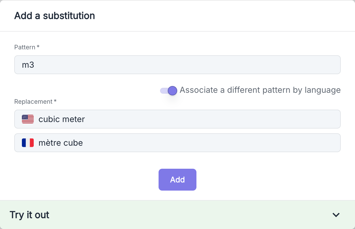 Formulaire d'ajout de substitution
