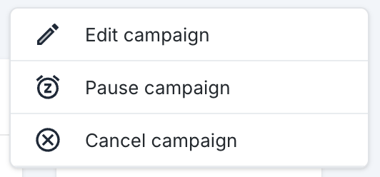 Menu d'actions de campagne Volubile