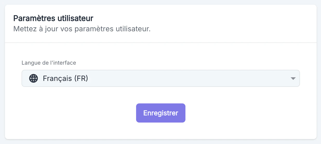 User settings