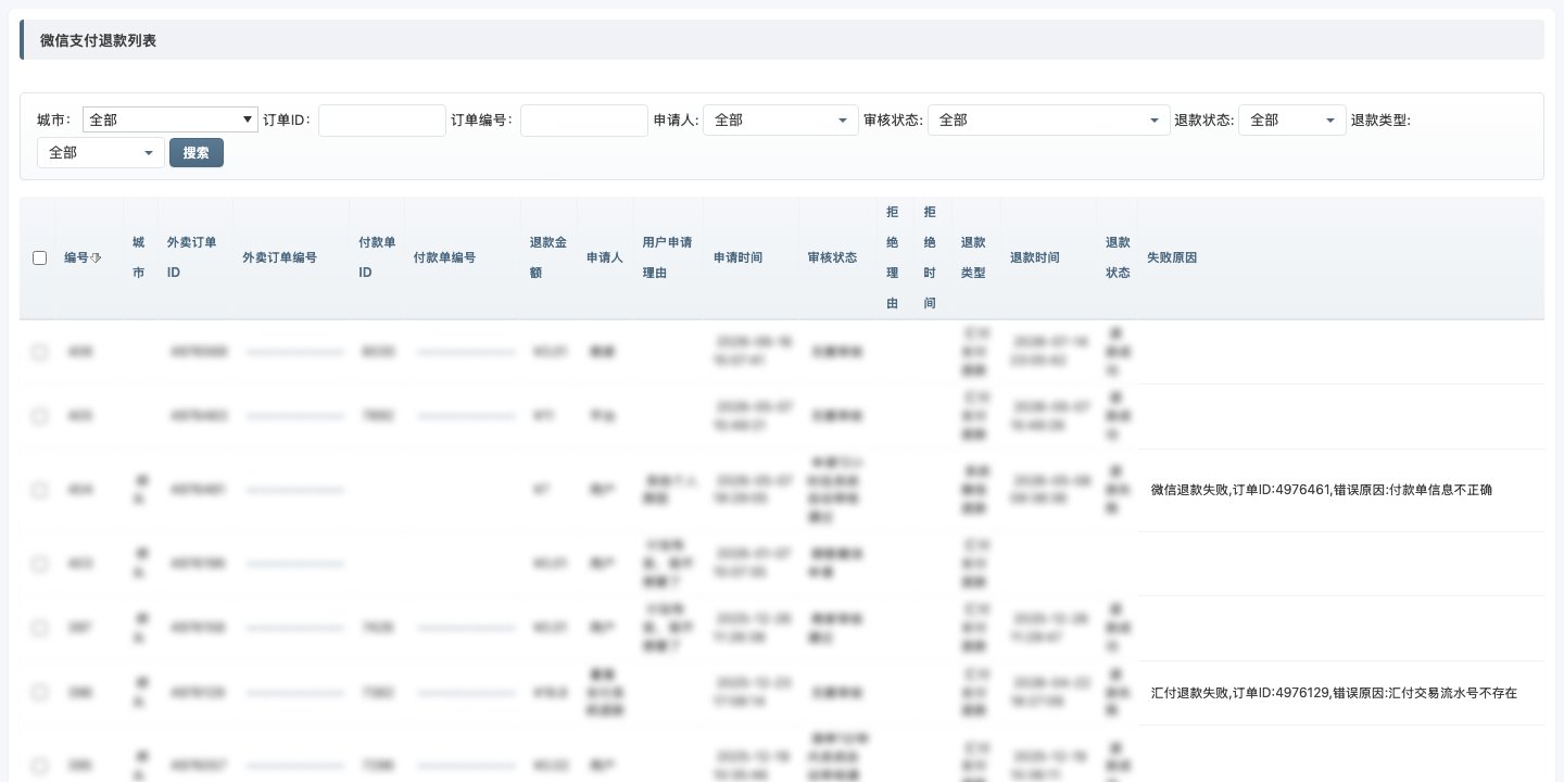 微信支付退款列表