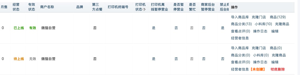 门店列表中的单店彻底删除入口