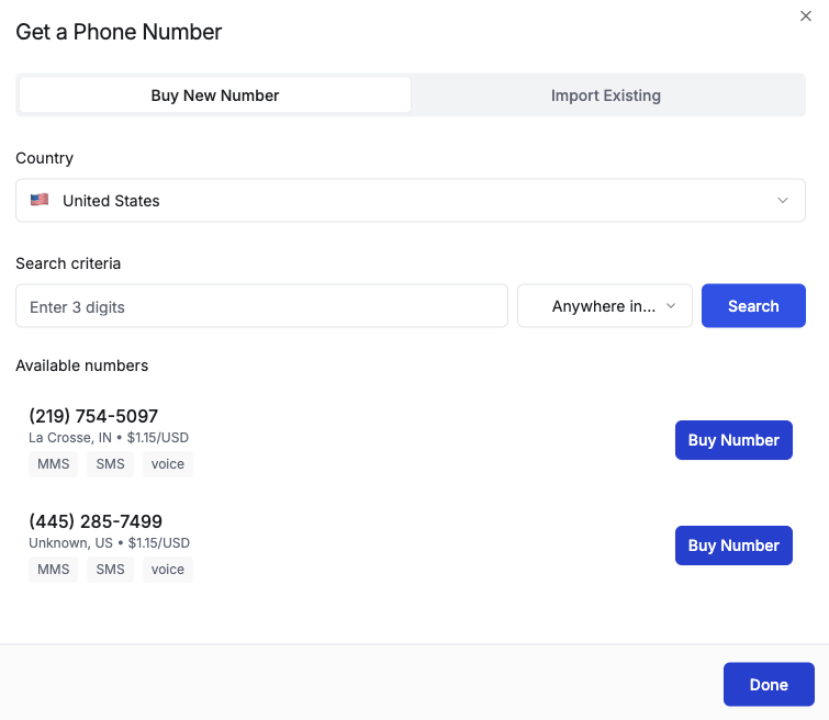 get a phone number buy a number