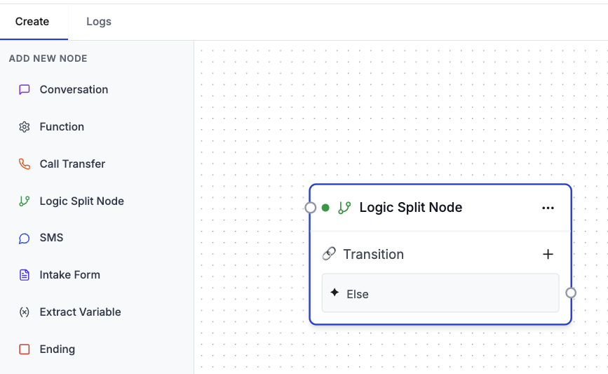 logic split node for ai receptionist