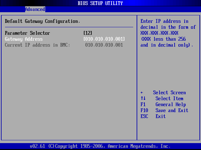 Supermicro BIOS Default Gateway configuration