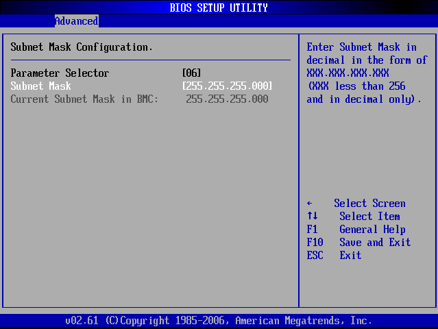 Supermicro BIOS Subnet Mask configuration