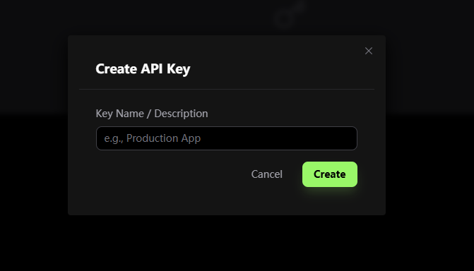 Create API Key Button