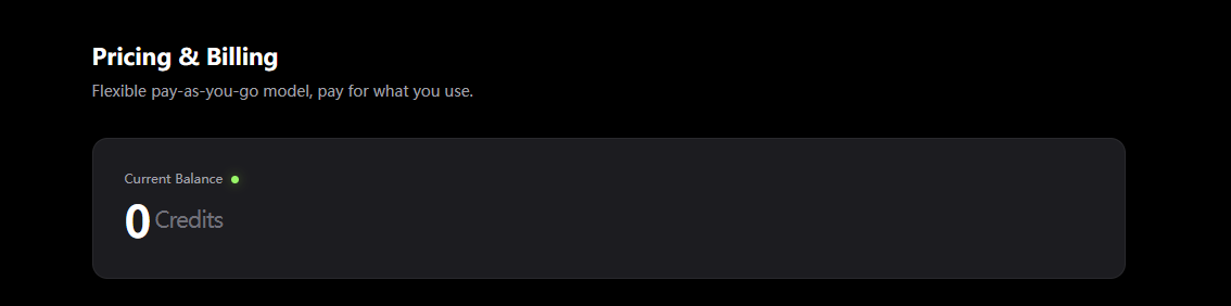 Pricing Page - Credit Balance