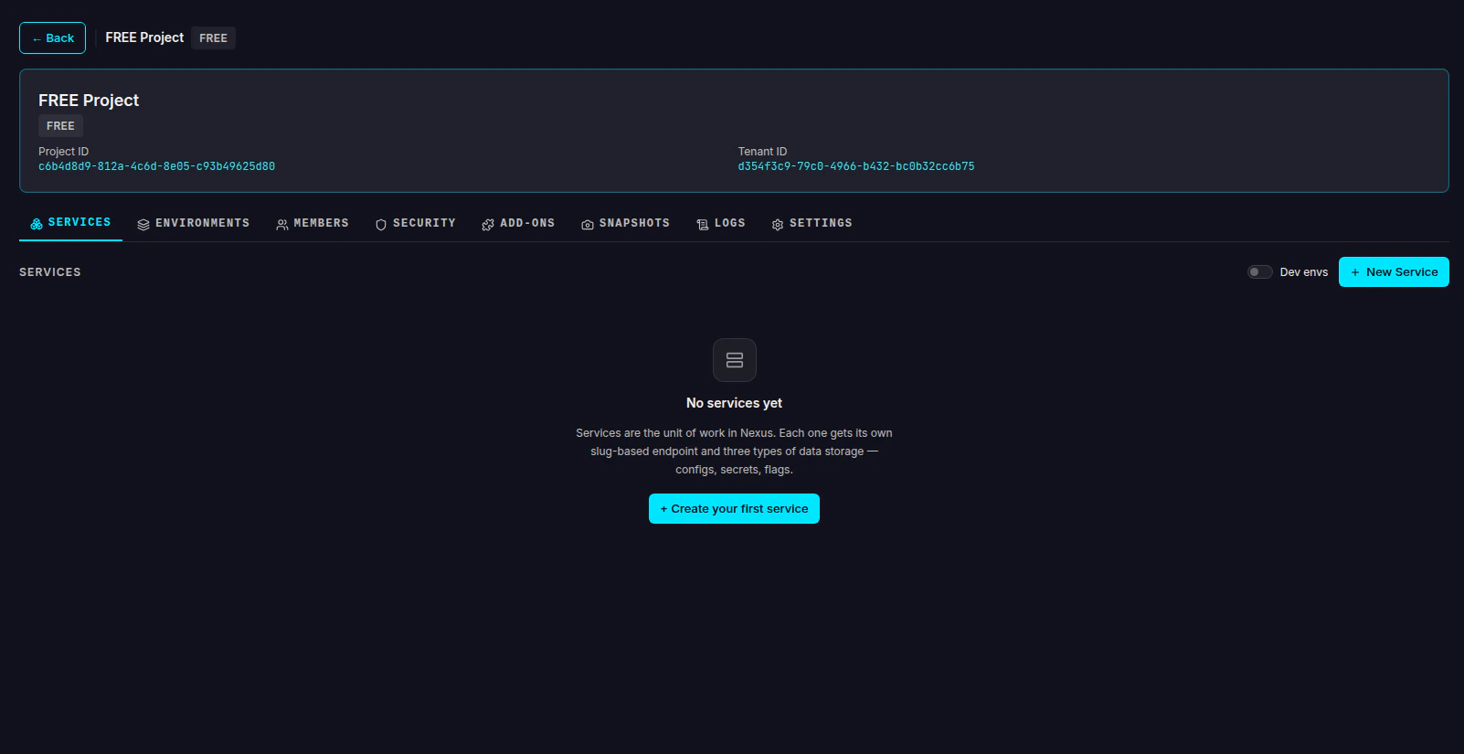 Project detail page