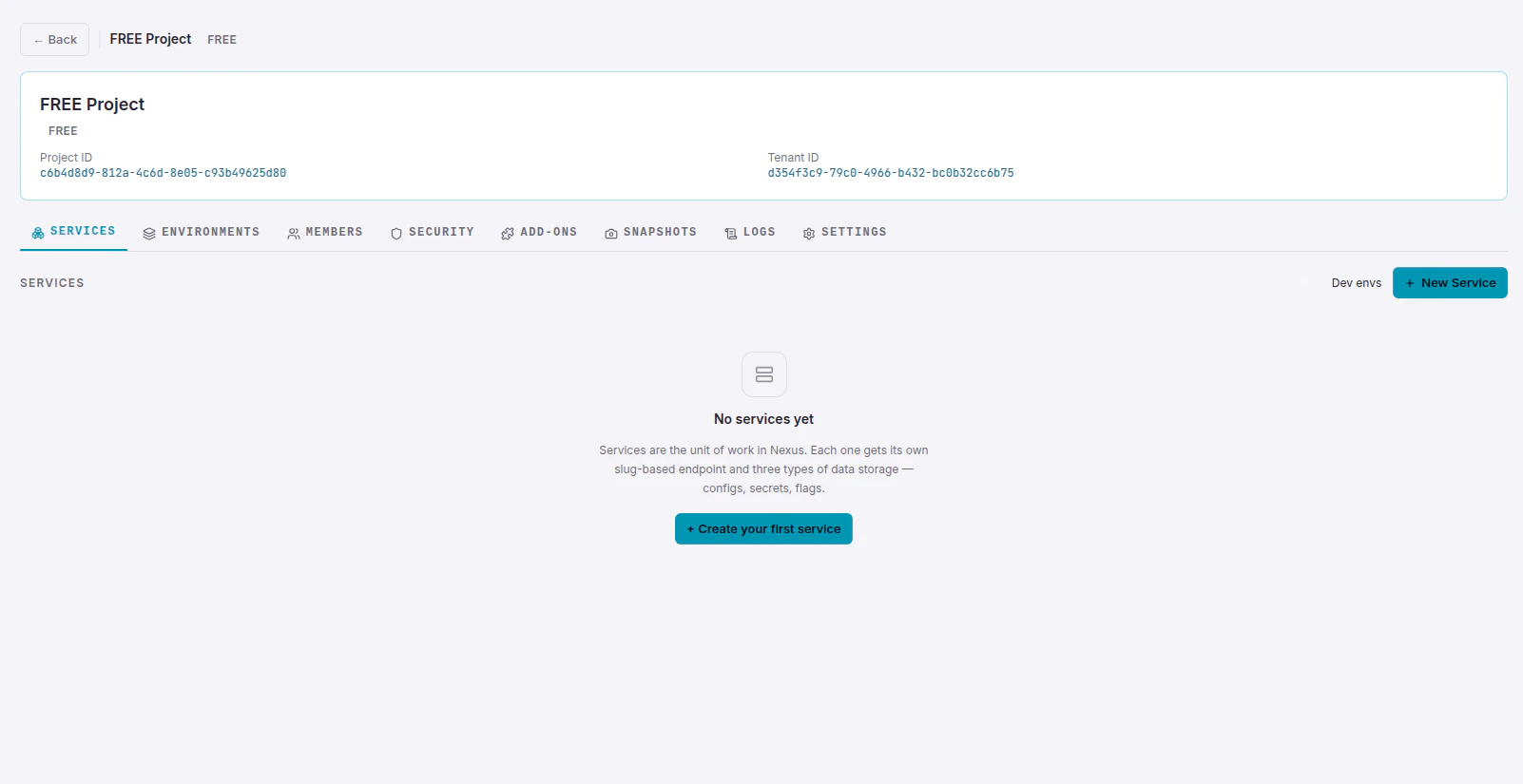 Project detail page