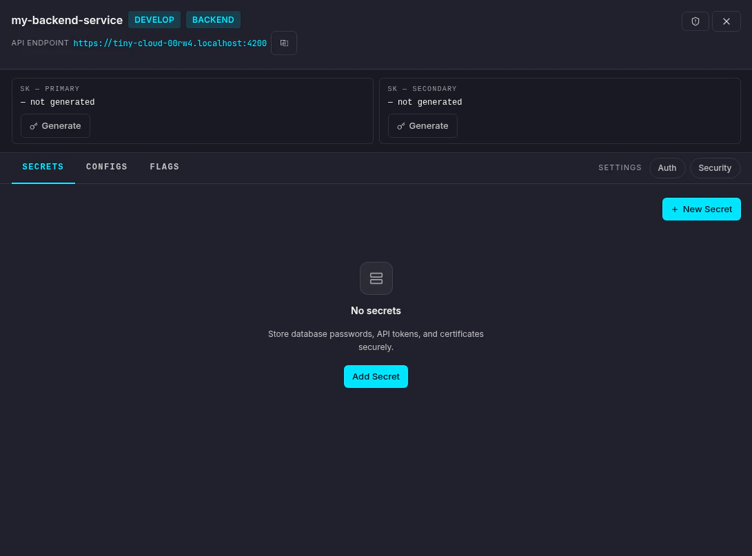Empty backend service