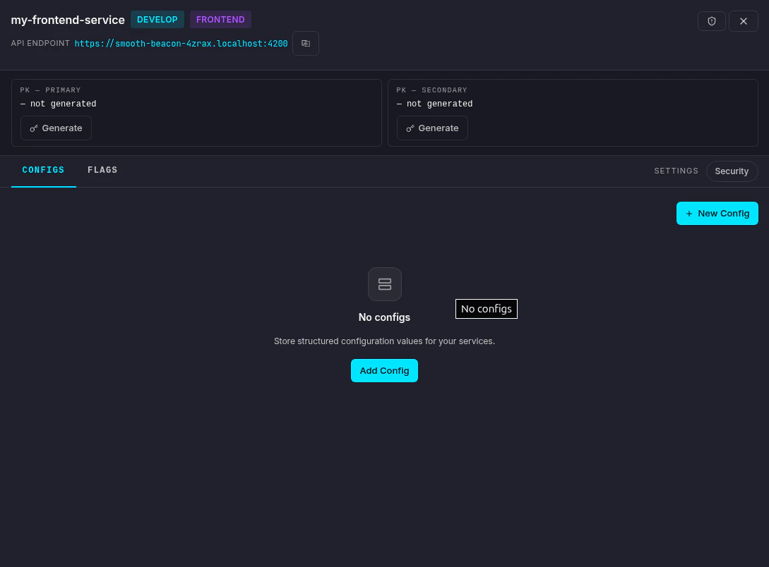 Empty frontend service