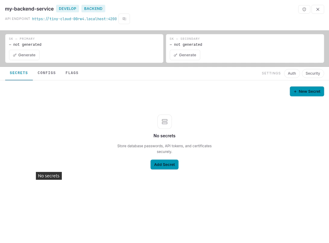 Empty backend service
