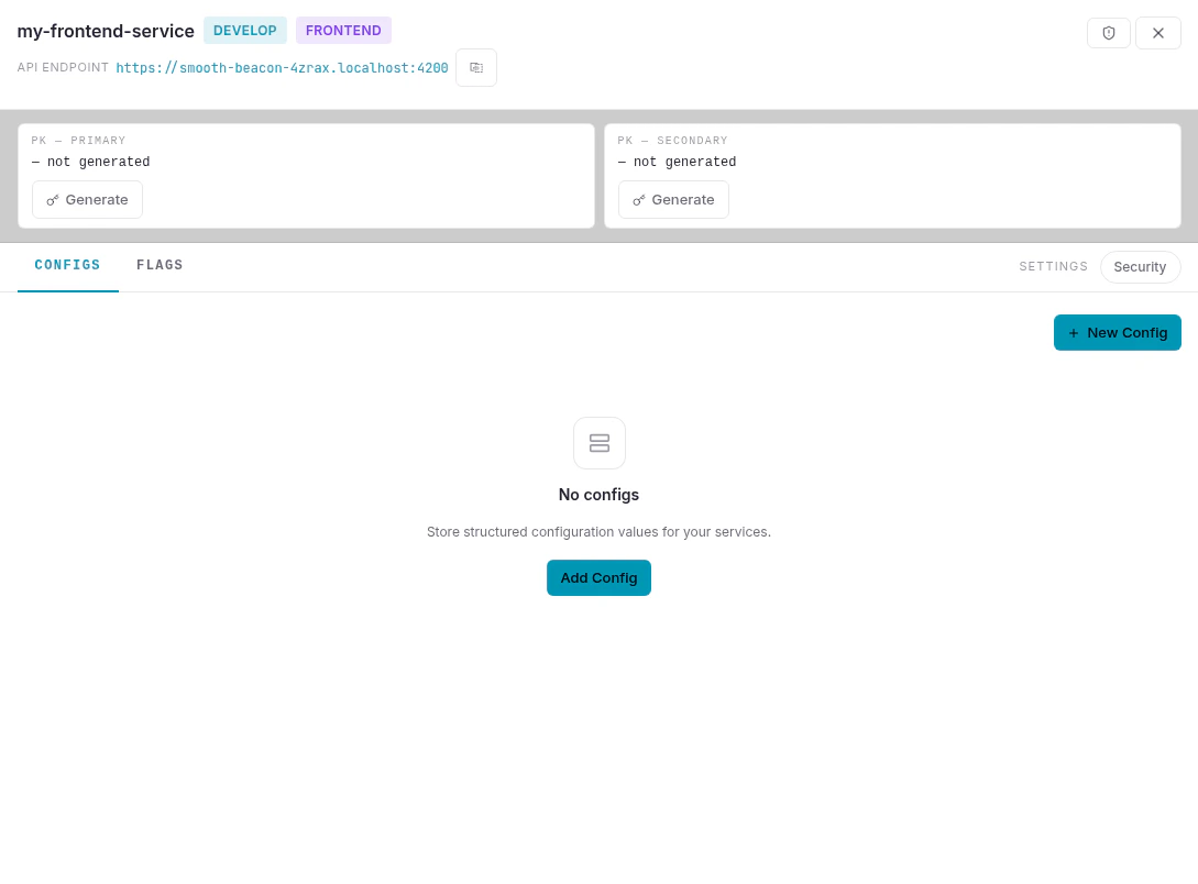 Empty frontend service