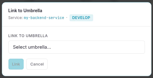 Link to umbrella dialog