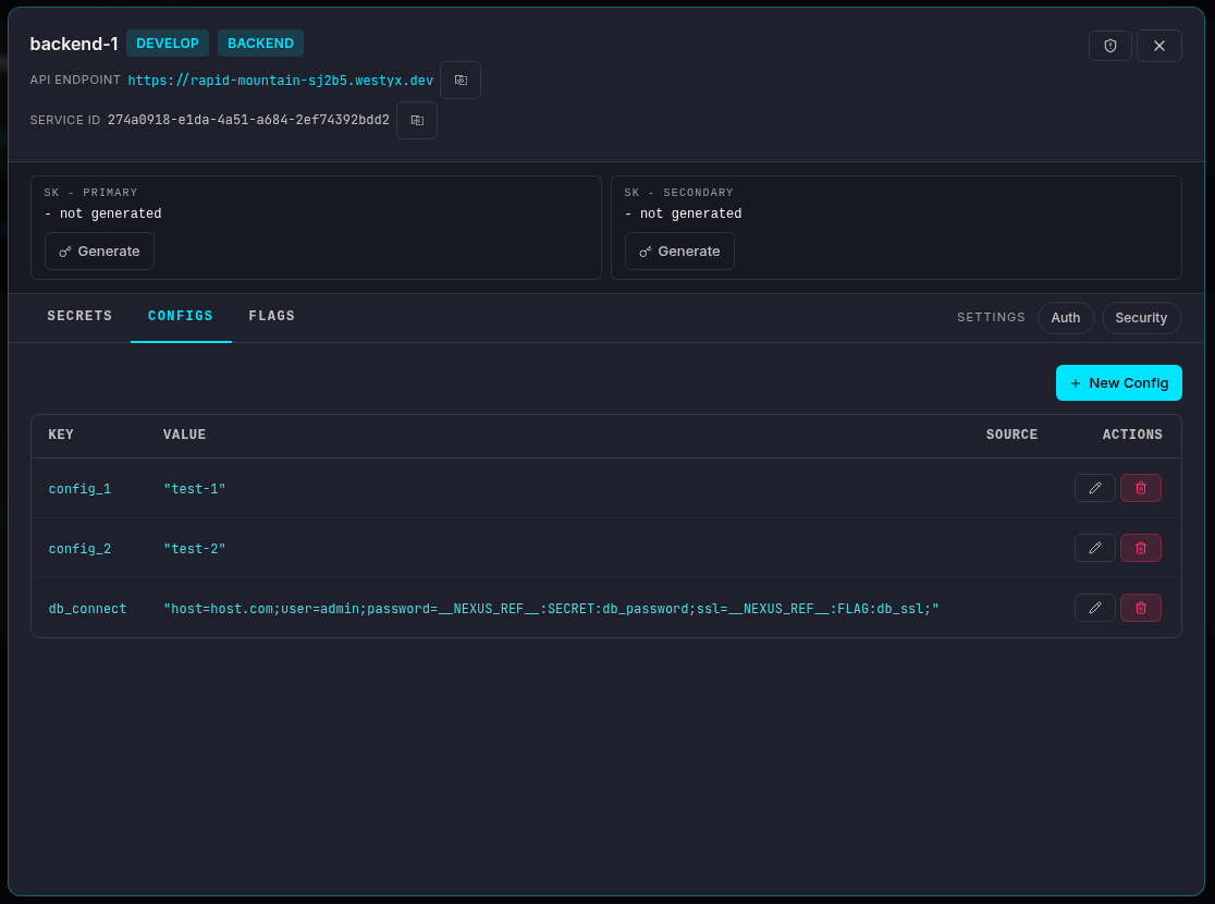 Configs list