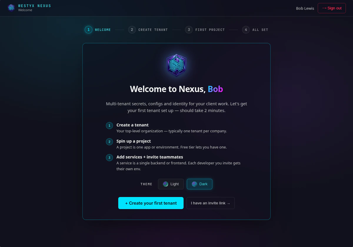 Welcome screen