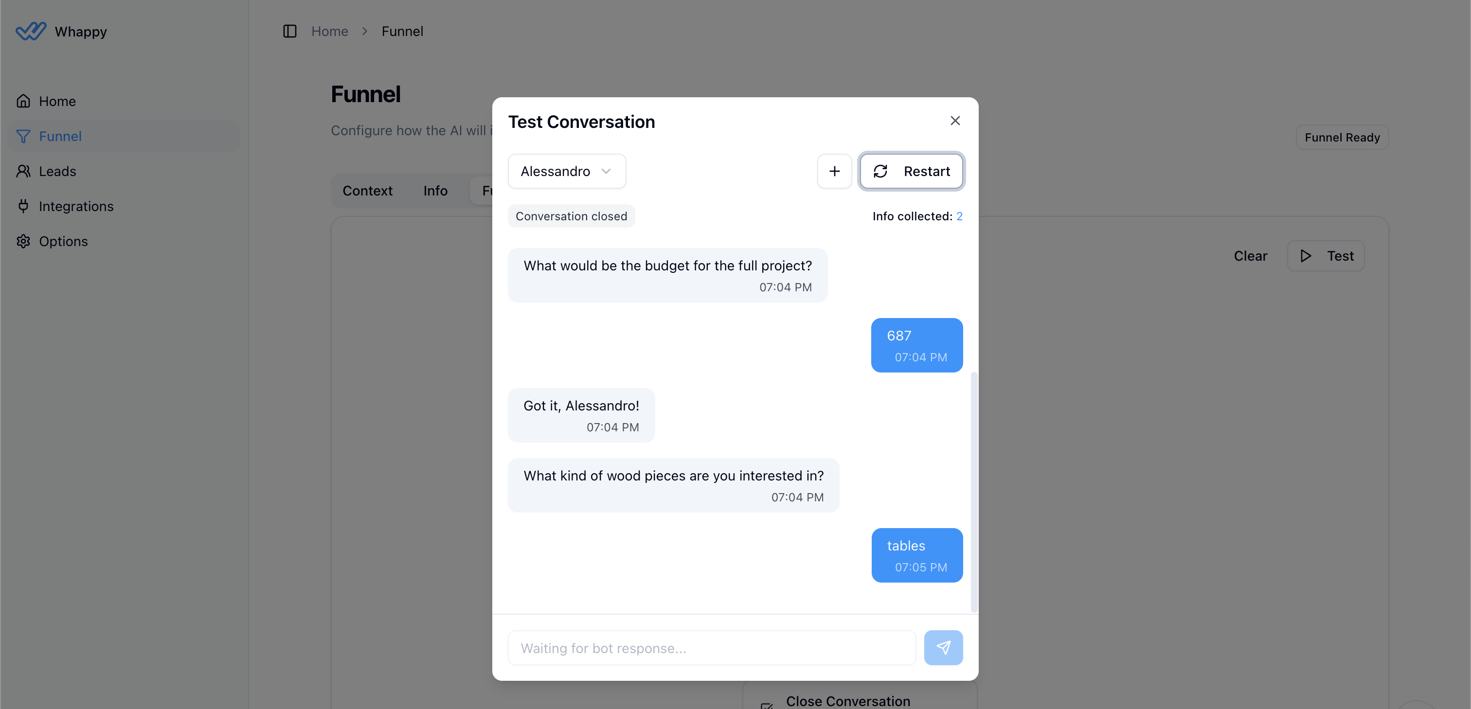 Testing campaign conversation