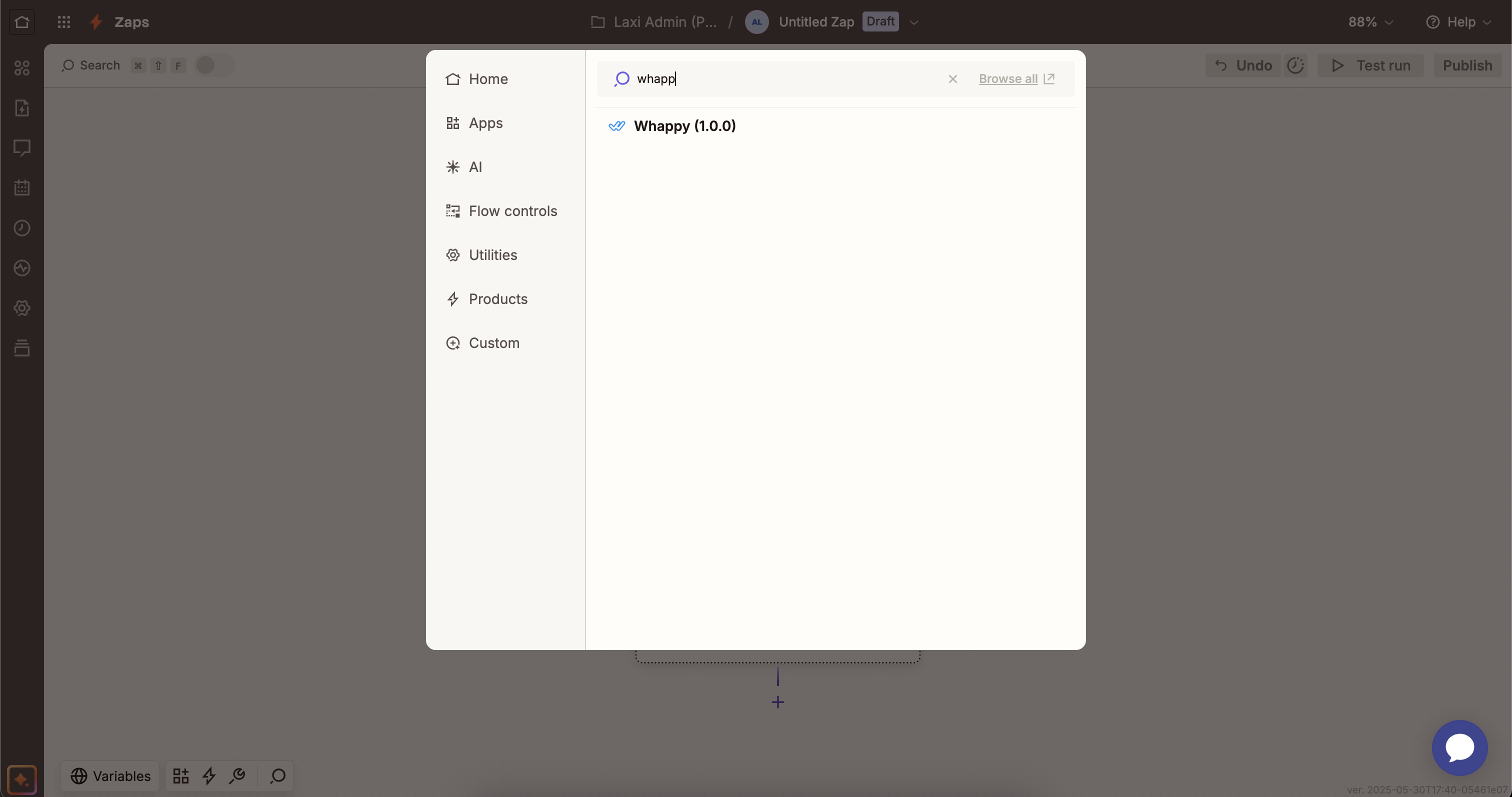 Search for Whappy in Zapier triggers
