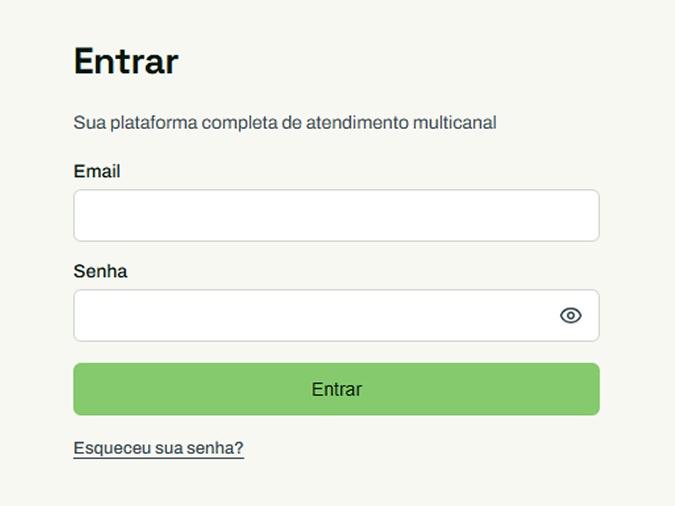 Tela de login com os campos Email e Senha, o botão Entrar e o link Esqueceu sua senha? abaixo dele