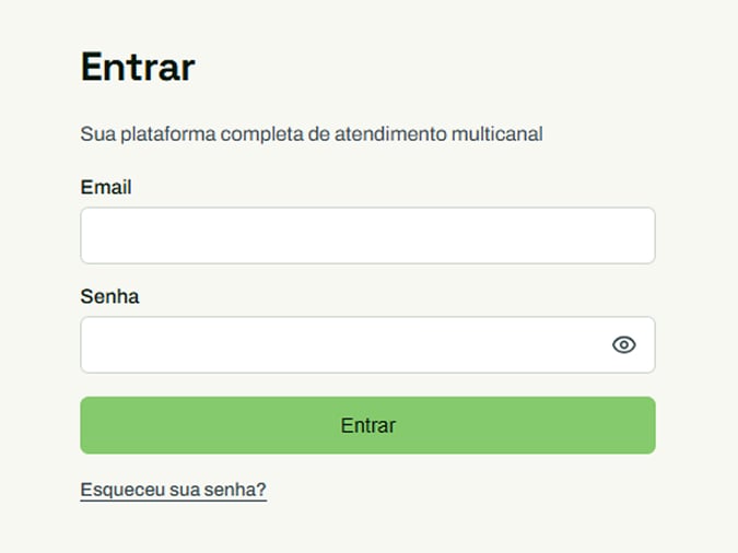 Tela de login com os campos Email e Senha, o botão Entrar e o link Esqueceu sua senha? abaixo dele