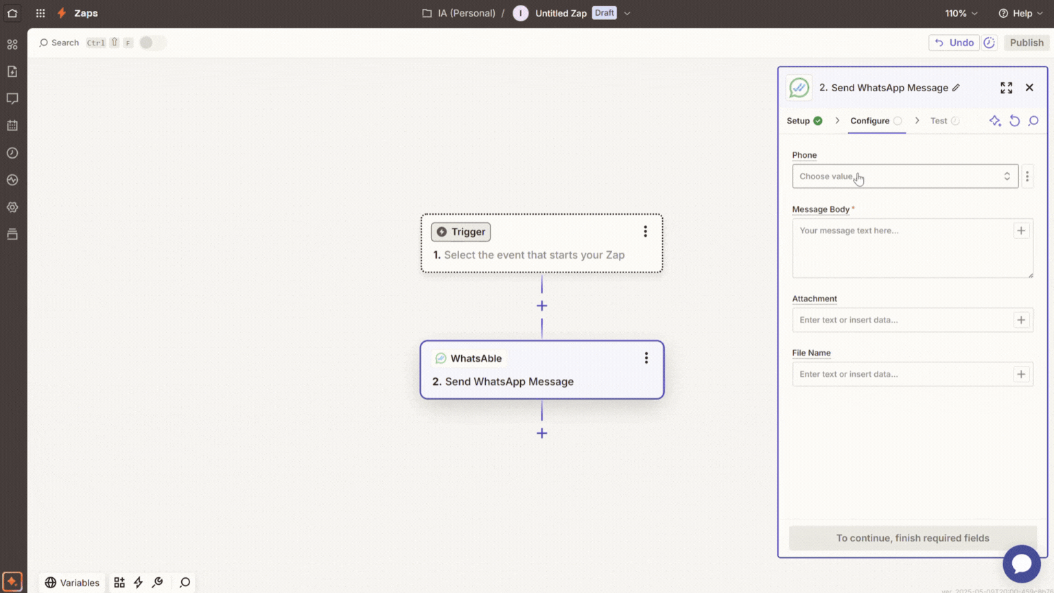 Configuring message