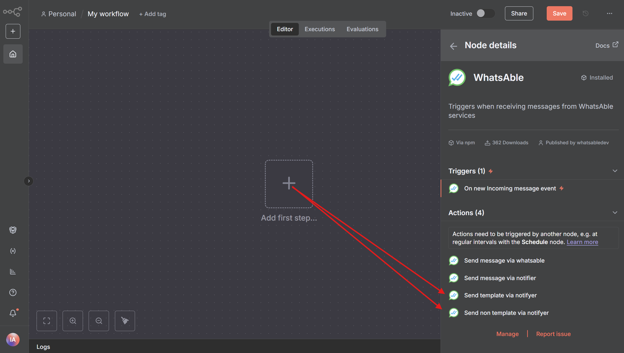 WhatsAble node selection