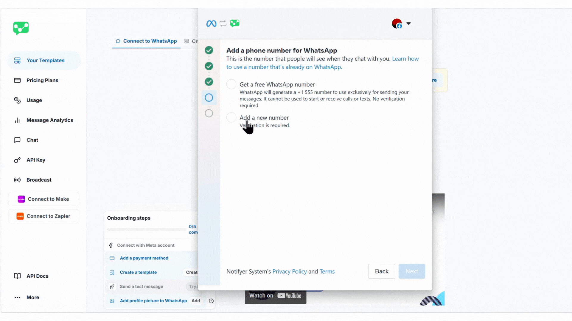 Entering required informstion in Create a WhatsApp business profile section