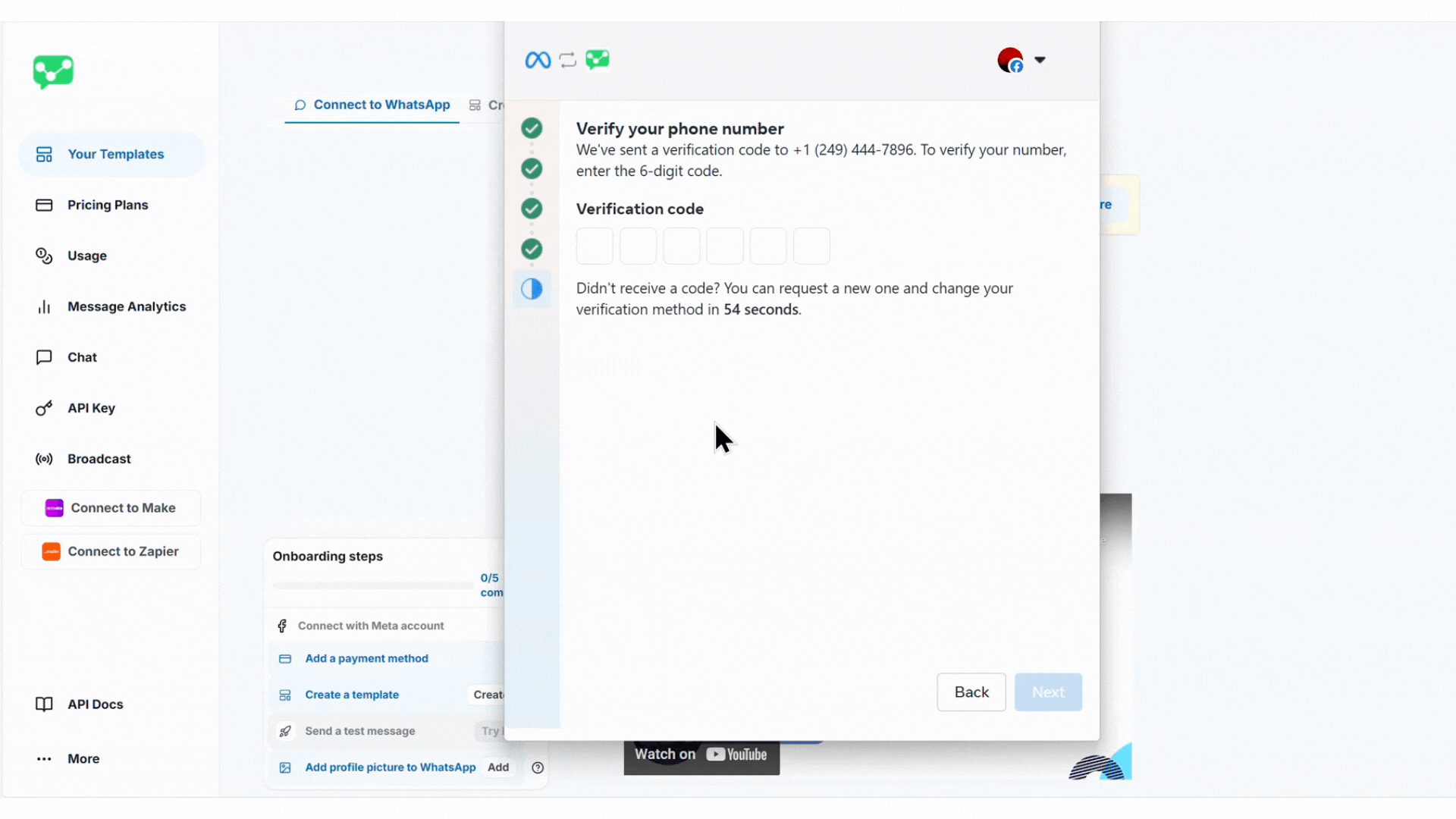 Entering required informstion in Create a WhatsApp business profile section