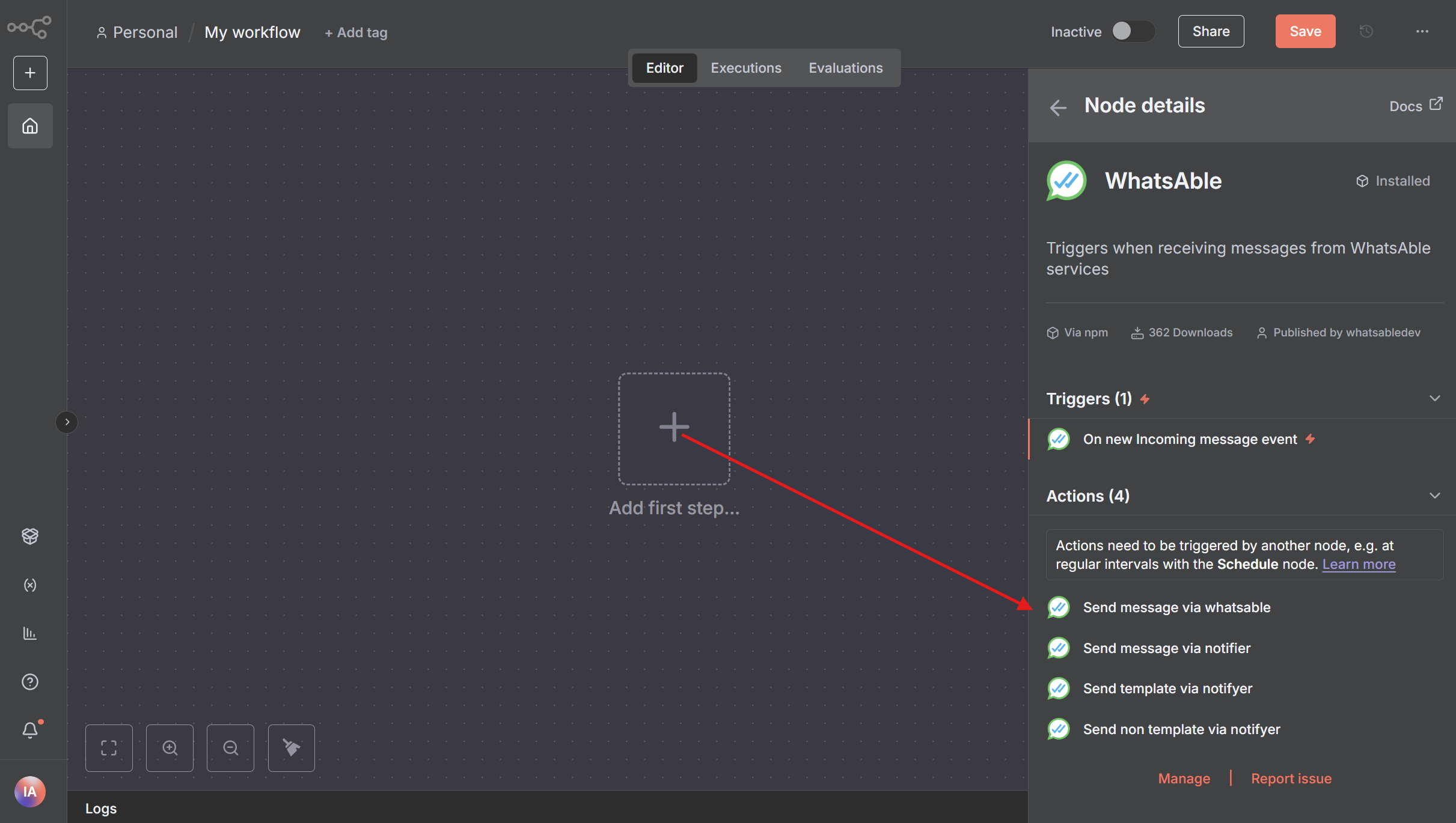 WhatsAble node selection