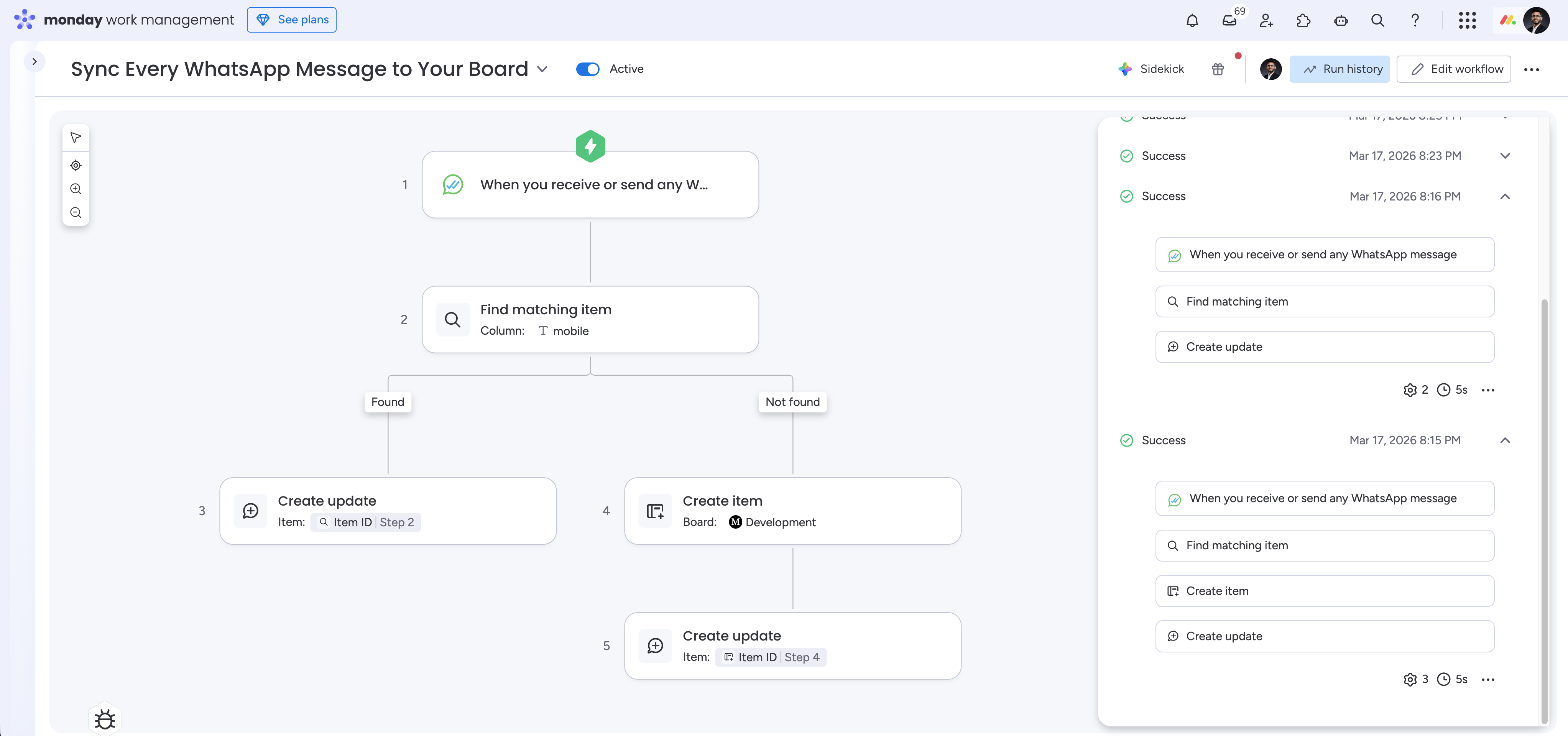 Workflow: Sync Every WhatsApp Message to Your Board
