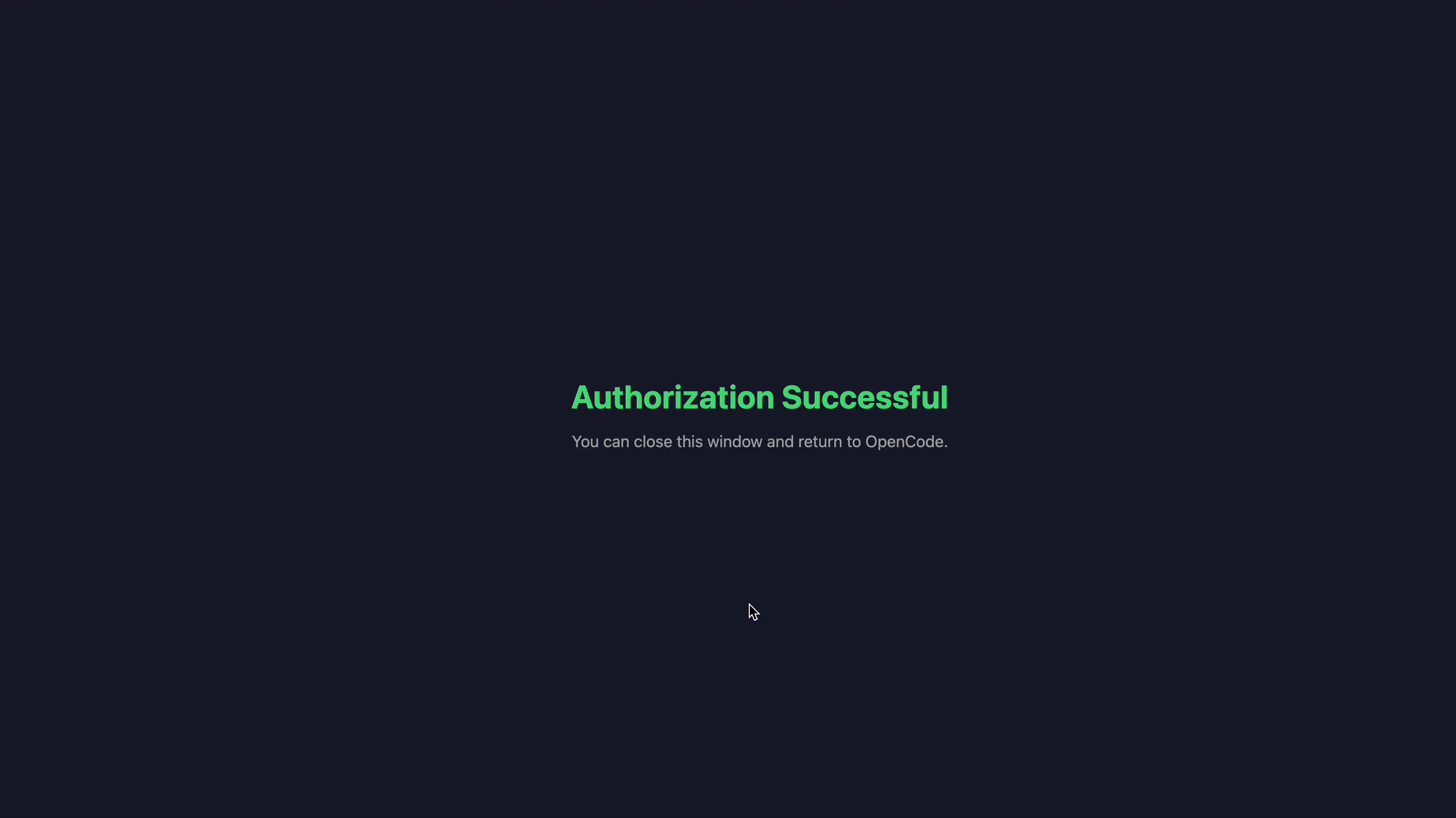 Browser page confirming Authorization Successful