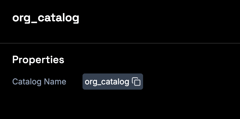 Data Hub interface showing a Glue catalog named 'org-catalog'