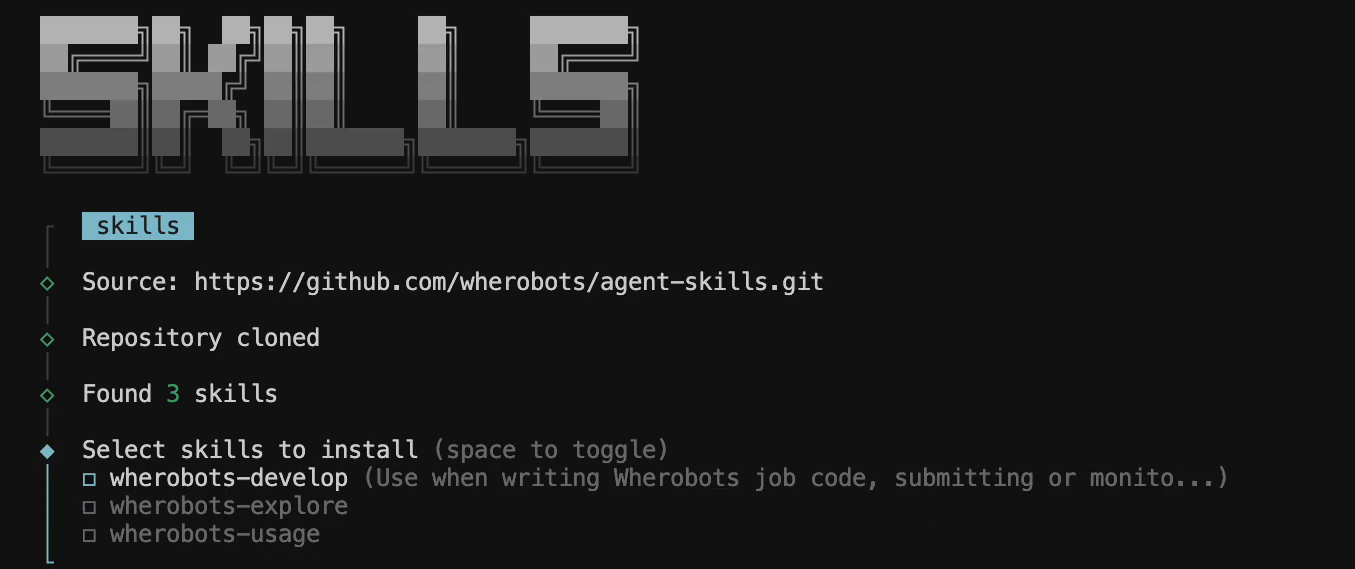 skills CLI agent selection prompt showing Cursor in the Universal list