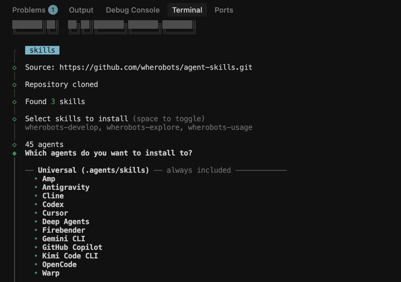 skills CLI select skills prompt