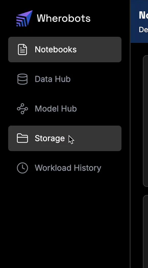 Click Storage in the sidebar