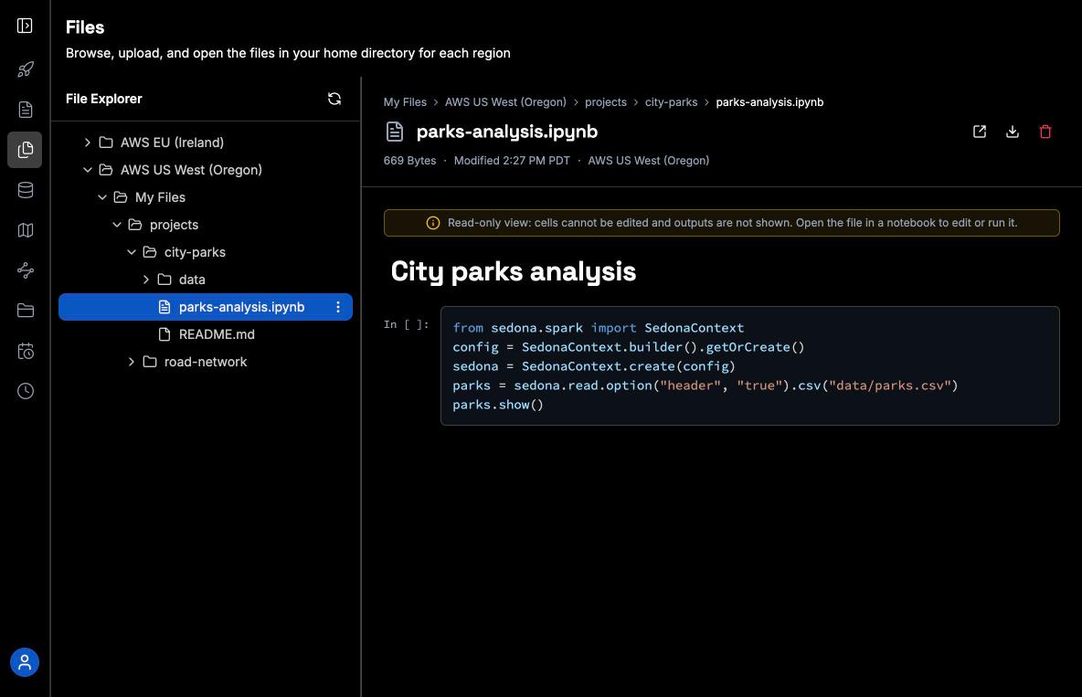 A notebook preview in the details panel