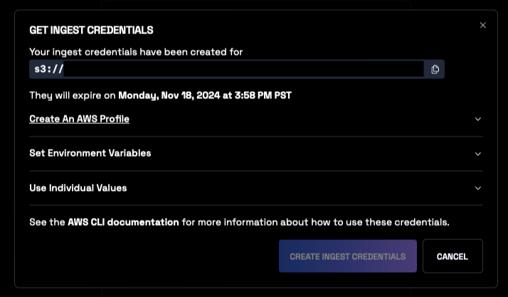Create ingest credentials