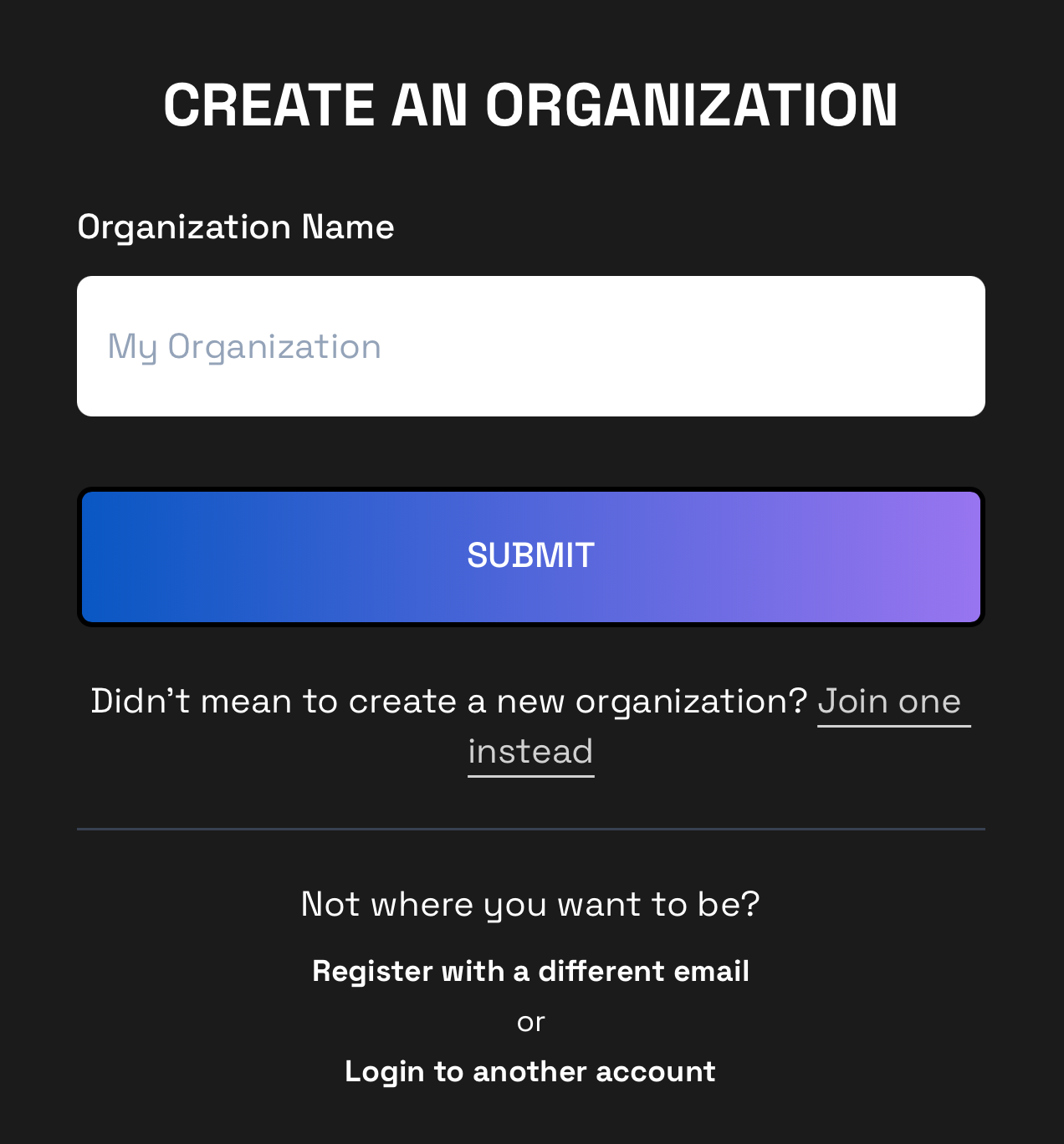 Enter Organization Name
