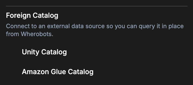 Select a foreign catalog