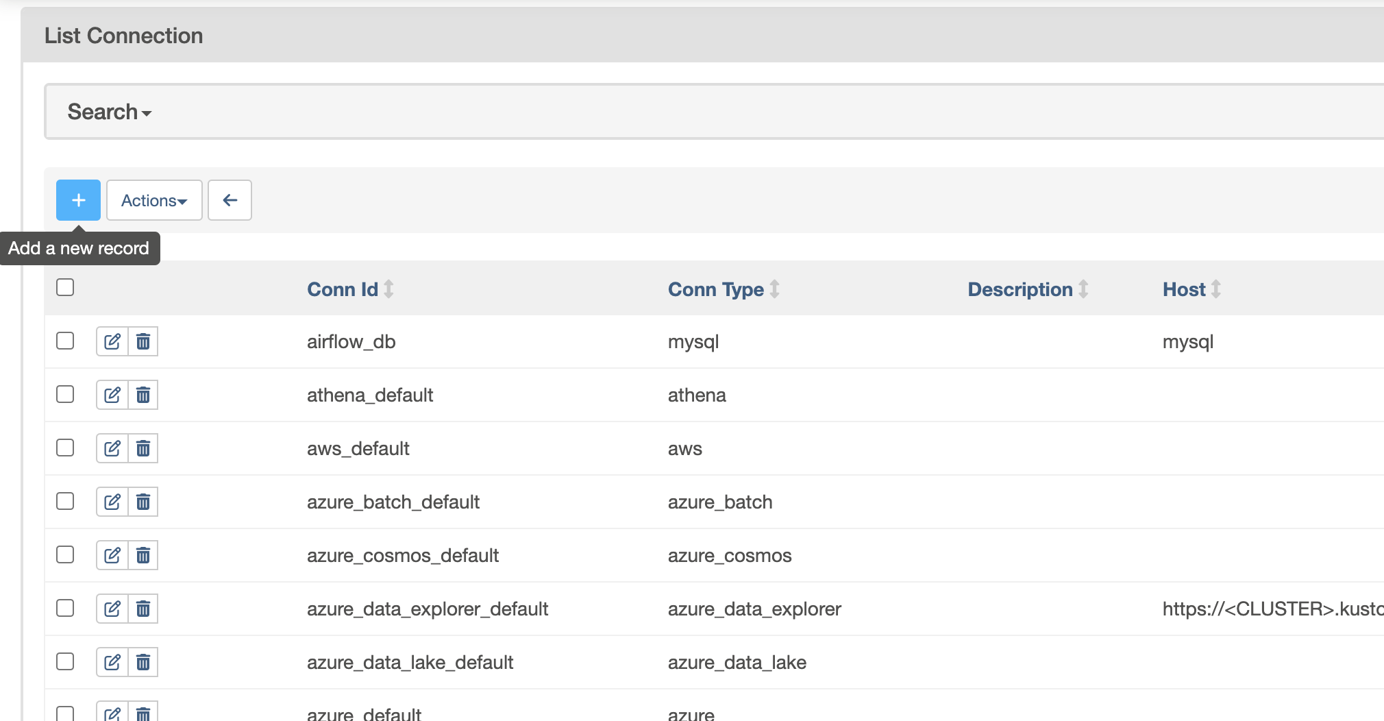 Airflow UI connections