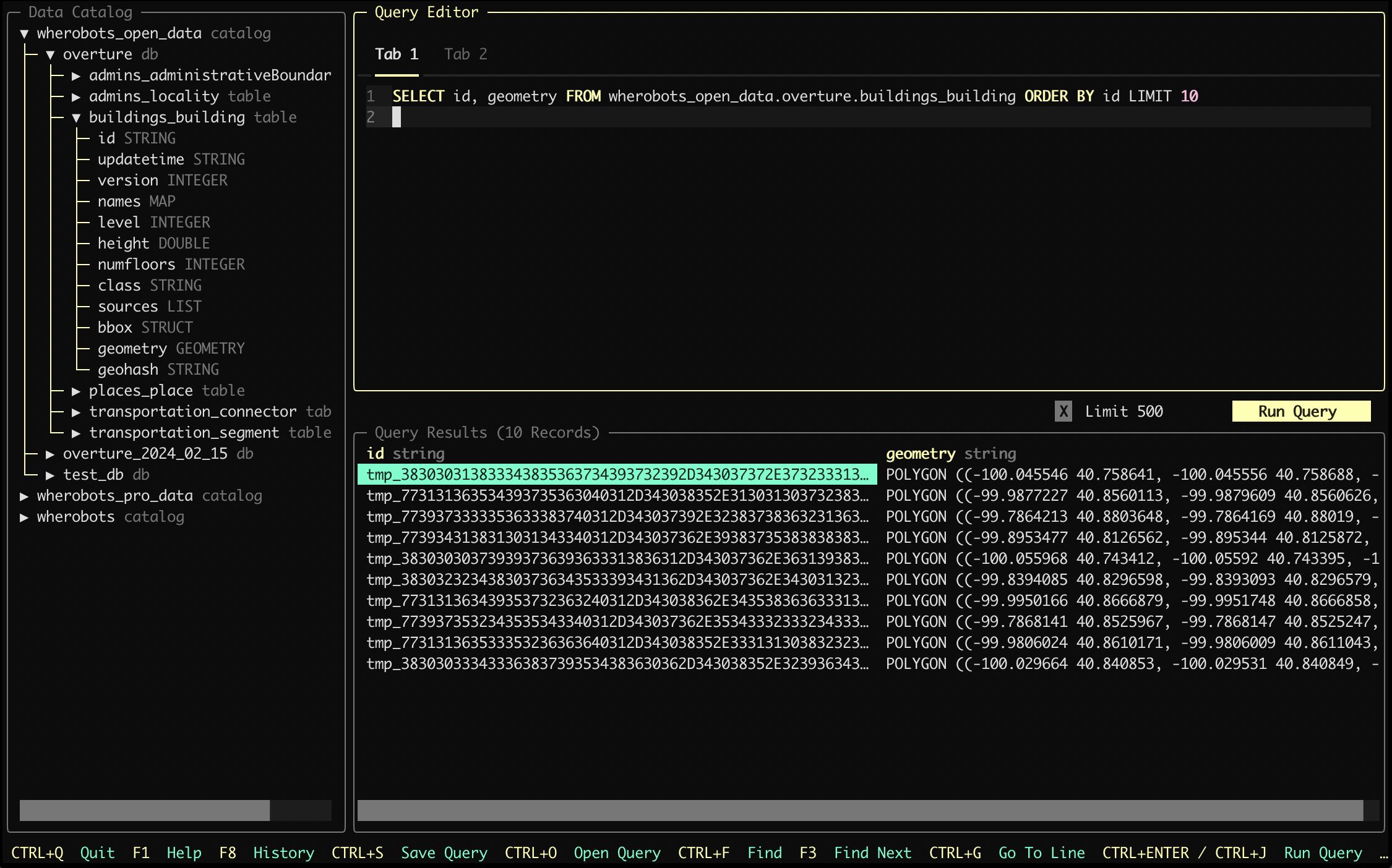 Harlequin-wherobots Example