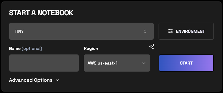 Screenshot showing us-east-1 region selection in Wherobots Cloud