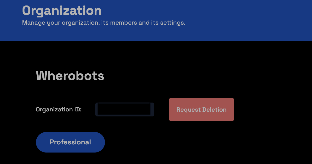 Delete Org first screen