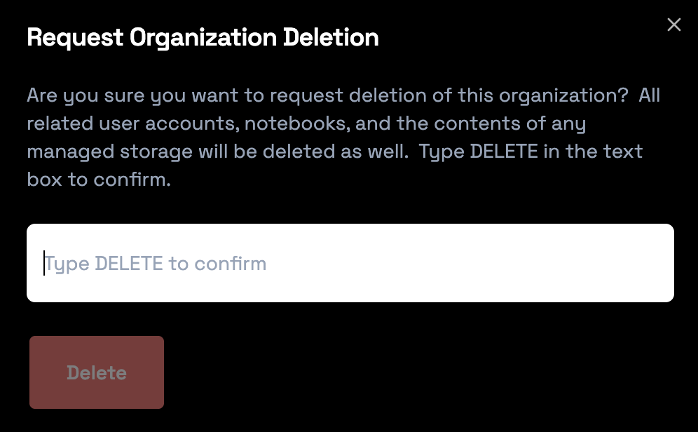 Delete Org second screen