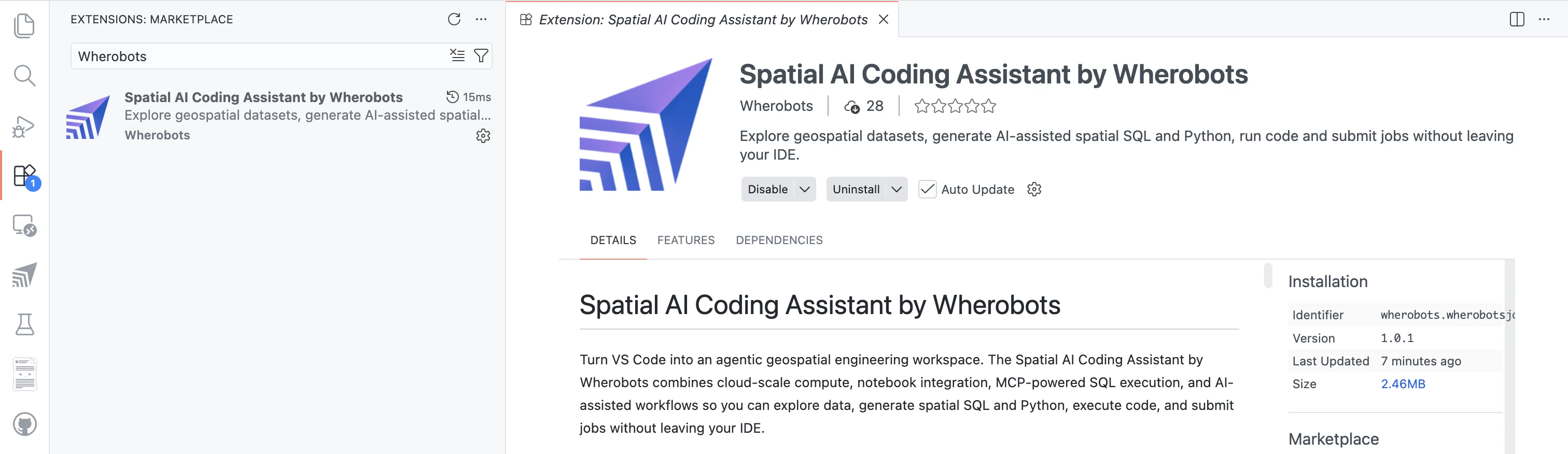 Wherobots VS Code Extension