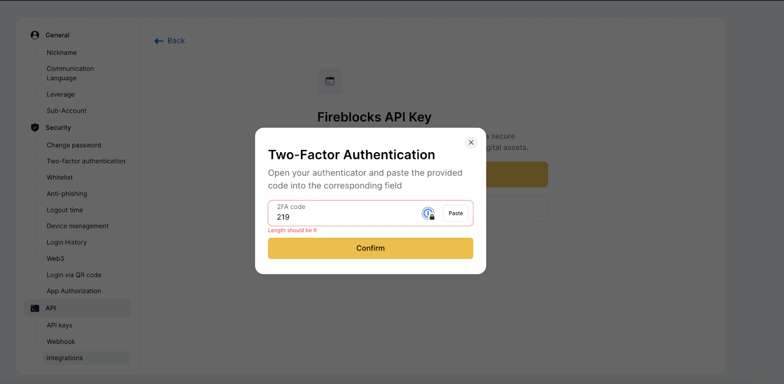2FA Confirmation