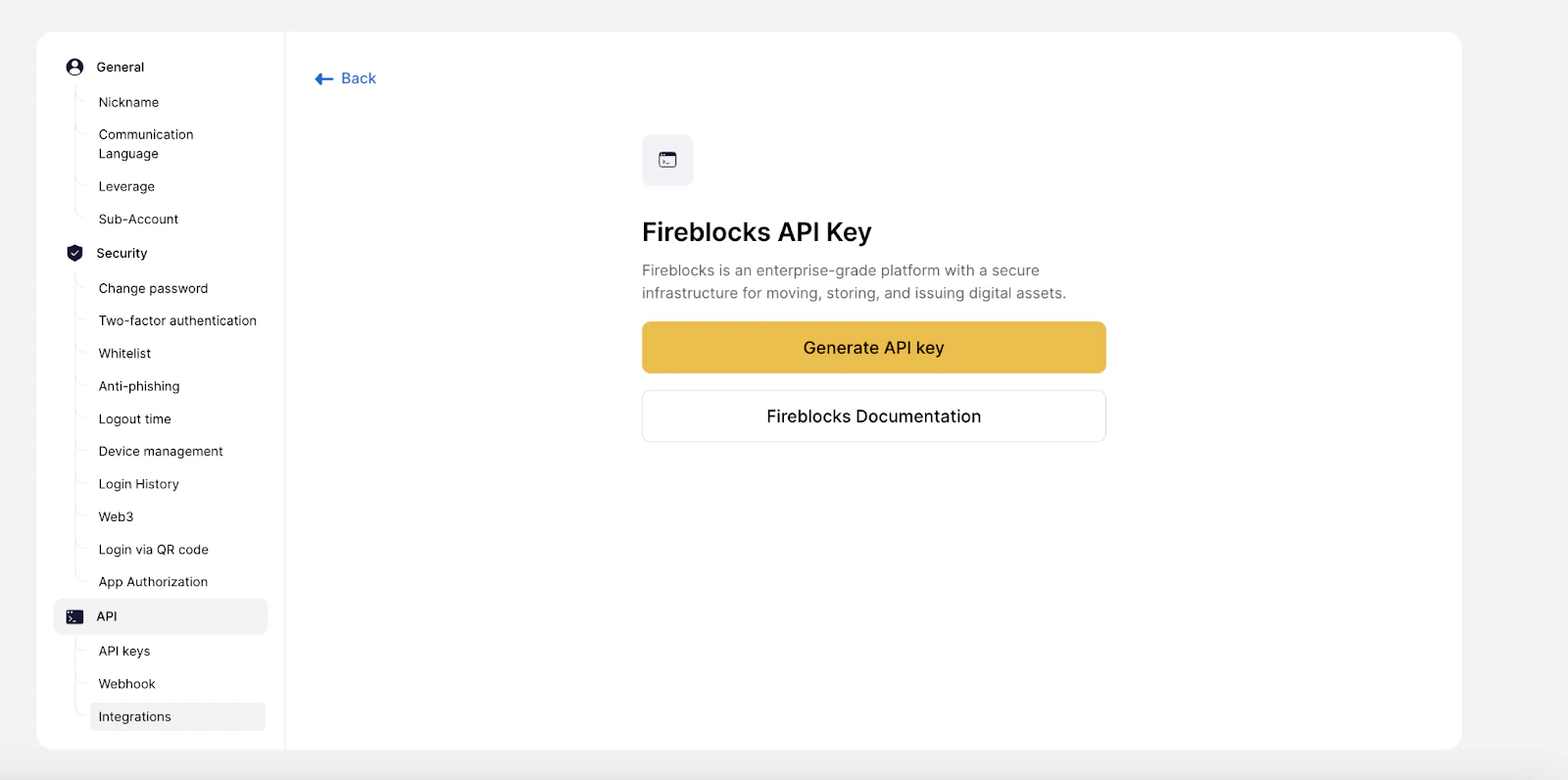 Navigate to API Integrations