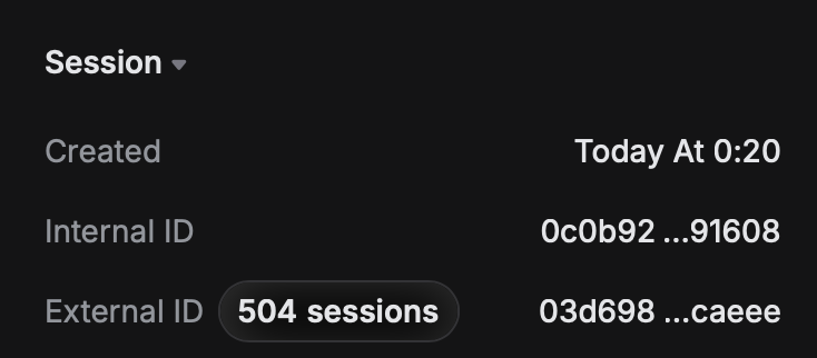 Example external_session_id usage for session tracking